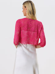 Elegant Sheer Floral Lace Cropped Bolero Shrug