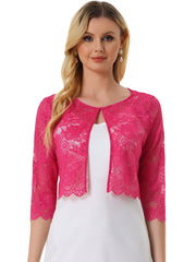 Elegant Sheer Floral Lace Cropped Bolero Shrug