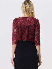 Elegant Sheer Floral Lace Cropped Bolero Shrug