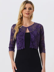 Elegant Sheer Floral Lace Cropped Bolero Shrug
