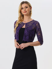 Elegant Sheer Floral Lace Cropped Bolero Shrug