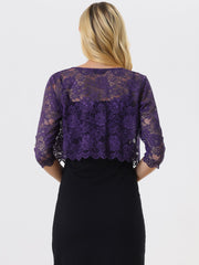 Elegant Sheer Floral Lace Cropped Bolero Shrug