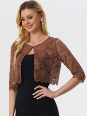 Elegant Sheer Floral Lace Cropped Bolero Shrug