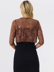 Elegant Sheer Floral Lace Cropped Bolero Shrug