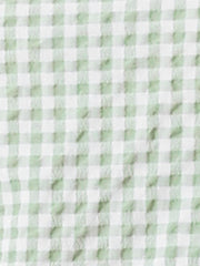 Summer Gingham Tops Square Neck Ruffle Cap Sleeve Blouse