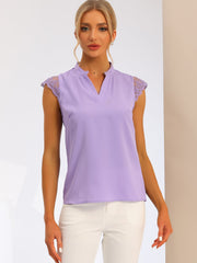 Work Top Office Lace Cap Sleeve Basic Shirt Blouse