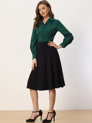 Long Sleeve Button Down Shirt Vintage Collared Work Blouse