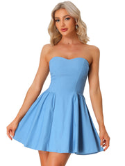Strapless Sweetheart Neck Fit And Flare Mini Tube Top Dress