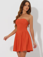Strapless Sweetheart Neck Fit And Flare Mini Tube Top Dress