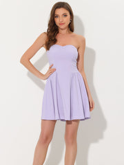 Strapless Sweetheart Neck Fit And Flare Mini Tube Top Dress