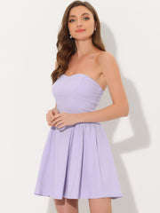Strapless Sweetheart Neck Fit And Flare Mini Tube Top Dress