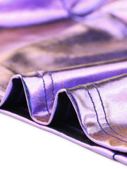 Metallic Crop Tops Mock Neck Zip Up Shiny Holographic Tank Top