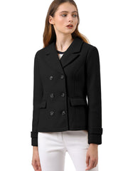 Winter Notched Lapel Double Breasted Short Pea Coat
