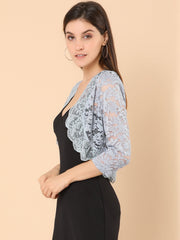 Sheer Floral Elegant 3/4 Sleeve Lace Shrug