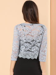 Sheer Floral Elegant 3/4 Sleeve Lace Shrug