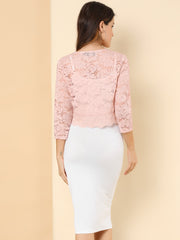 Sheer Floral Elegant 3/4 Sleeve Lace Shrug