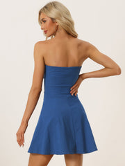 Zip Up Sexy Strapless Party Club Mini Bodycon Dress