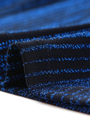 Party Glitter 3/4 Sleeve Shiny Striped Metallic Tops