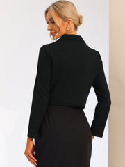 Notched Lapel Collar Casual Office Blazers Cropped Jacket