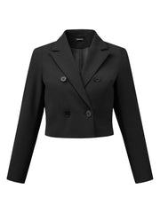 Notched Lapel Collar Casual Office Blazers Cropped Jacket