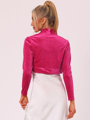 Velvet Open Front Long Sleeve Cropped Bolero Shrug