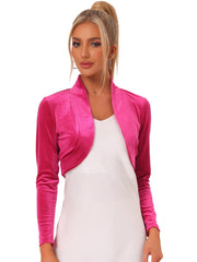 Velvet Open Front Long Sleeve Cropped Bolero Shrug