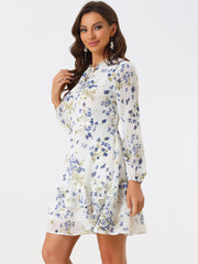 Floral V Neck Semi Sheer Layered Tiered Mini Dress