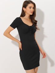 Knit Bodycon Slim Fit Sweetheart Neck Casual Mini Dress