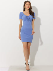 Knit Bodycon Slim Fit Sweetheart Neck Casual Mini Dress