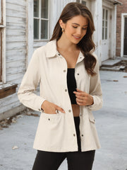 Drawstring Waist Flap Pocket Lightweight Utility Safari Jacket