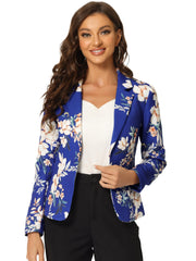 Open Front Notch Lapel Floral Business Casual Suit Blazer