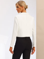 Long Sleeve Open Front Notched Lapel Business Cropped Blazer