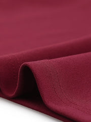 Notch Neck Pocketed 3/4 Sleeve Solid A-Line Work Dress