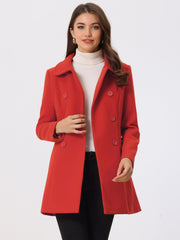 Peter Pan Collar Double Breasted Long Trench Pea Coat