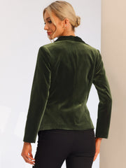 Solid Shawl Collar Single Button Velvet Blazer