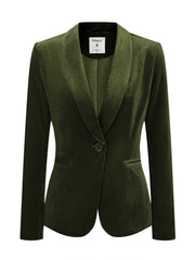 Solid Shawl Collar Single Button Velvet Blazer