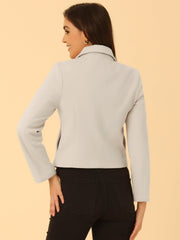 Pointed Collar Single Breasted Slant Pocket Cropped Pea Coat