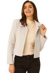 Pointed Collar Single Breasted Slant Pocket Cropped Pea Coat