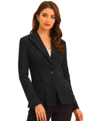 Faux Suede Lapel Collar Long Sleeve Casual Work Office Jacket