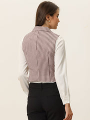 Plaid Waistcoat Notched Lapel Collar Single Breasted Vintage Vest