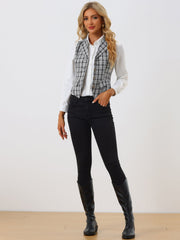 Plaid Waistcoat Notched Lapel Collar Single Breasted Vintage Vest