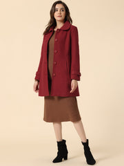 Peter Pan Collar Single Breasted Winter Outwear Buttoned Long Coat