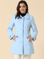 Peter Pan Collar Single Breasted Winter Outwear Buttoned Long Coat