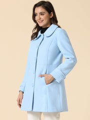 Peter Pan Collar Single Breasted Winter Outwear Buttoned Long Coat