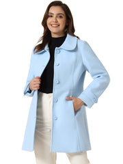 Peter Pan Collar Single Breasted Winter Outwear Buttoned Long Coat