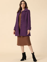 Peter Pan Collar Single Breasted Winter Outwear Buttoned Long Coat