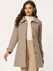 Peter Pan Collar Single Breasted Winter Outwear Buttoned Long Coat