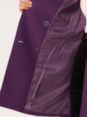 Notch Lapel Double Breasted Belted Mid Long Outwear Winter Coat