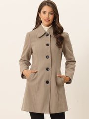 Solid Winter Single Breasted Long Warm Pocketed Pea Coat