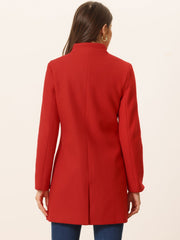 Stand Collar Single Breasted Solid Color Pea Coat